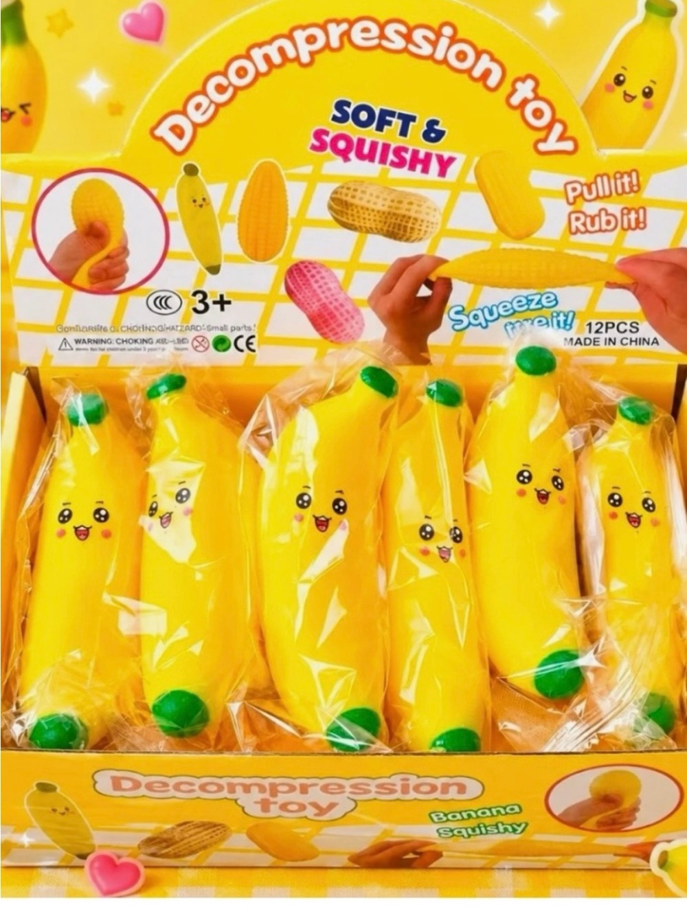 Cute Banana Squishy Decompression Toy - Yellow